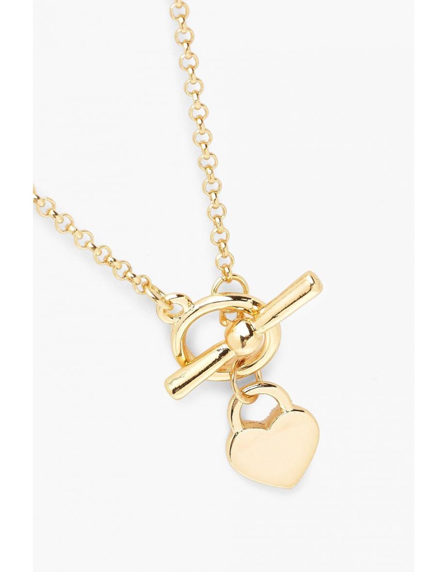 T-Bar & Heart Necklace - gold - 1