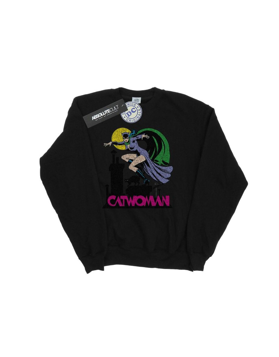 DC Comics Boys Catwoman Crackle Logo Sweatshirt - Black