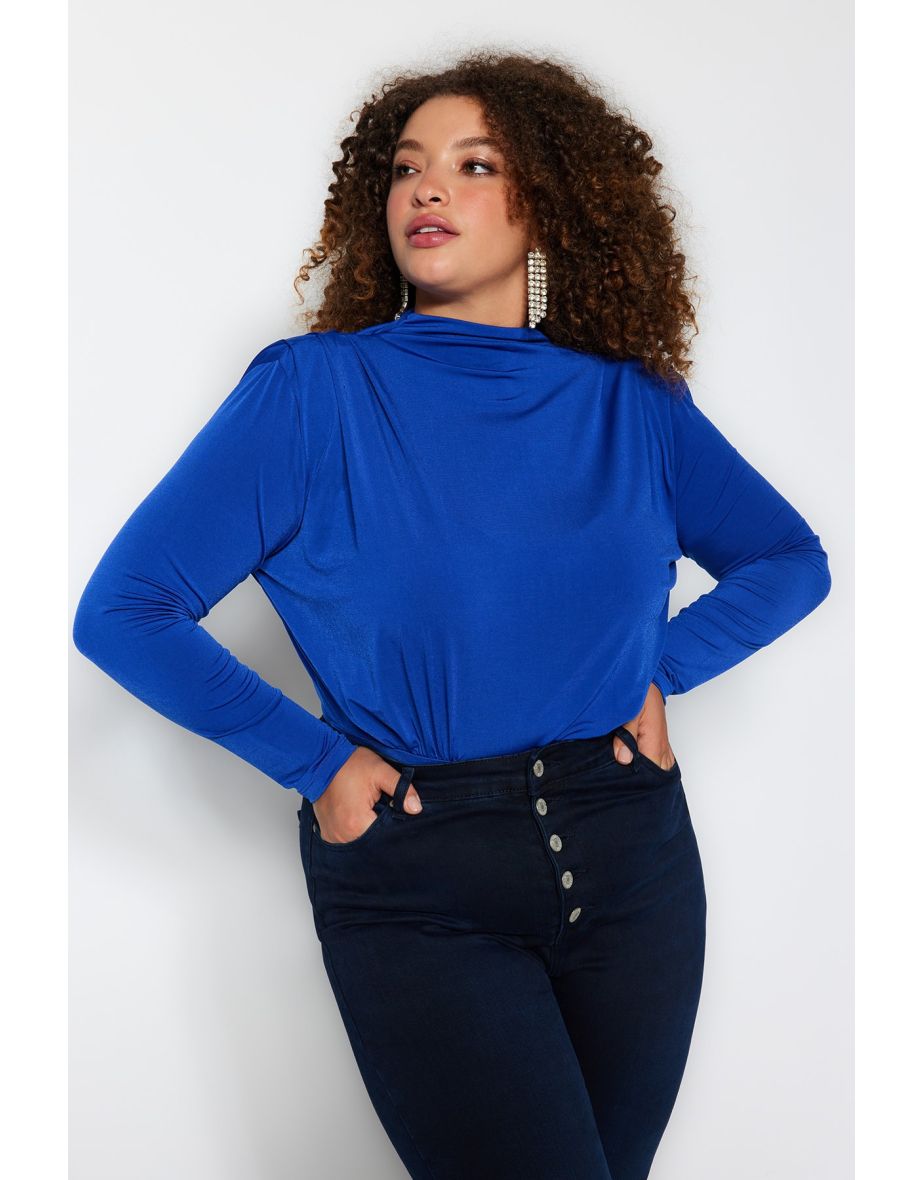 Sax With Padded Knitted Knitted Blouse