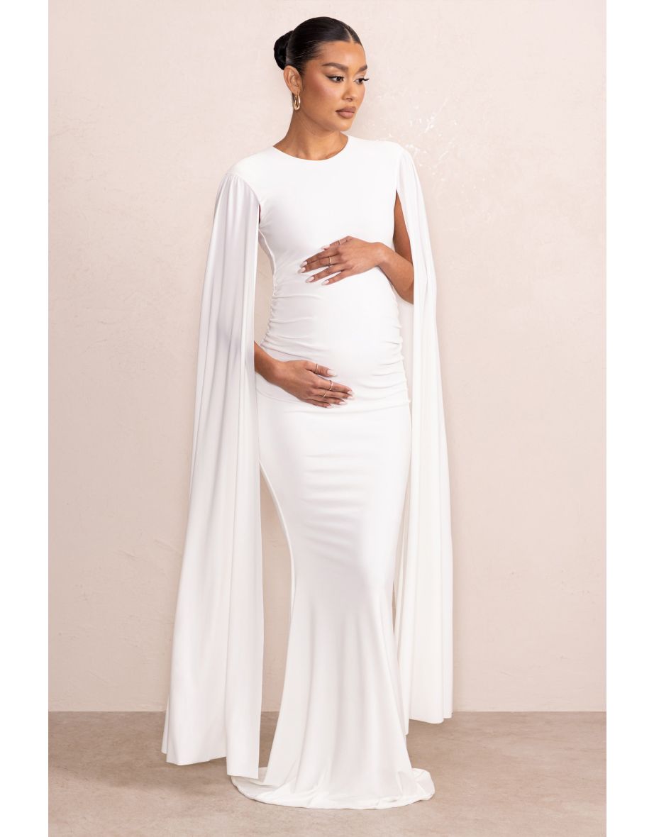 Hey Mama White Maternity Cape Midi Dress – Club L London - UK