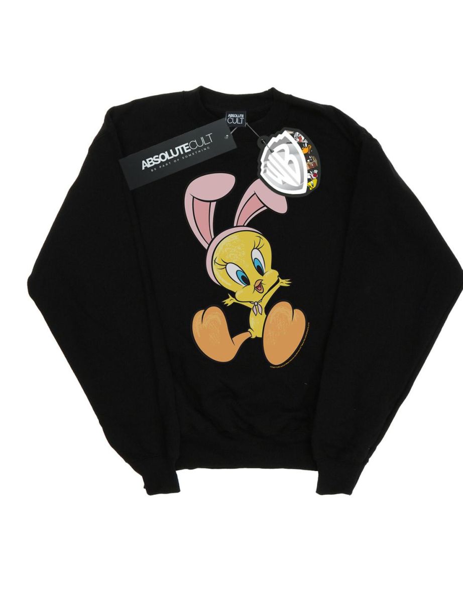 Looney Tunes Girls Tweety Pie Bunny Ears Sweatshirt - Black