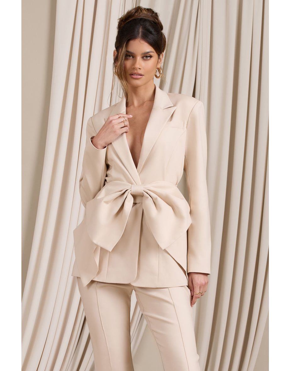 Gifted | Stone Plunge Blazer With Statement Bow - 4