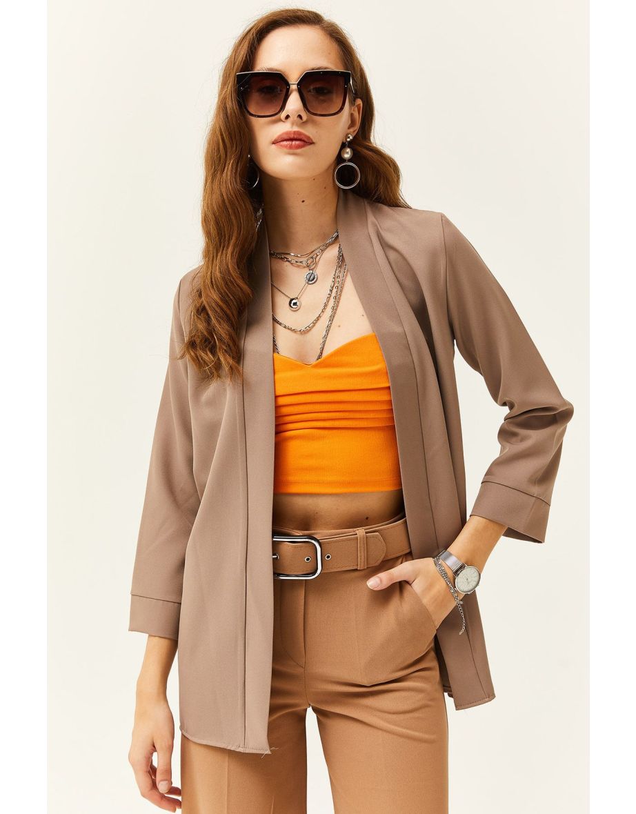 Women's Mink Shawl Collar Atlas  Blazer - 4