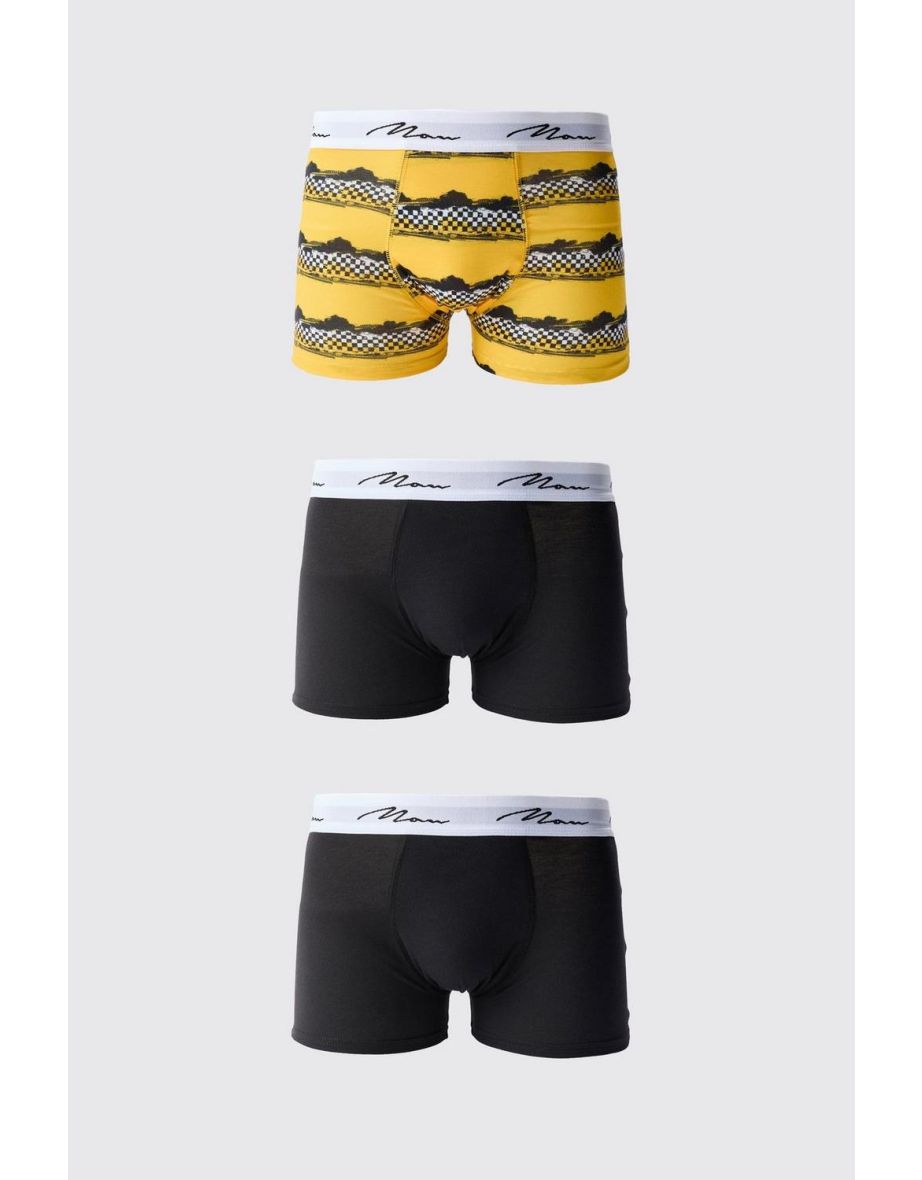 3 Pack Man Moto Printed Boxers - yellow