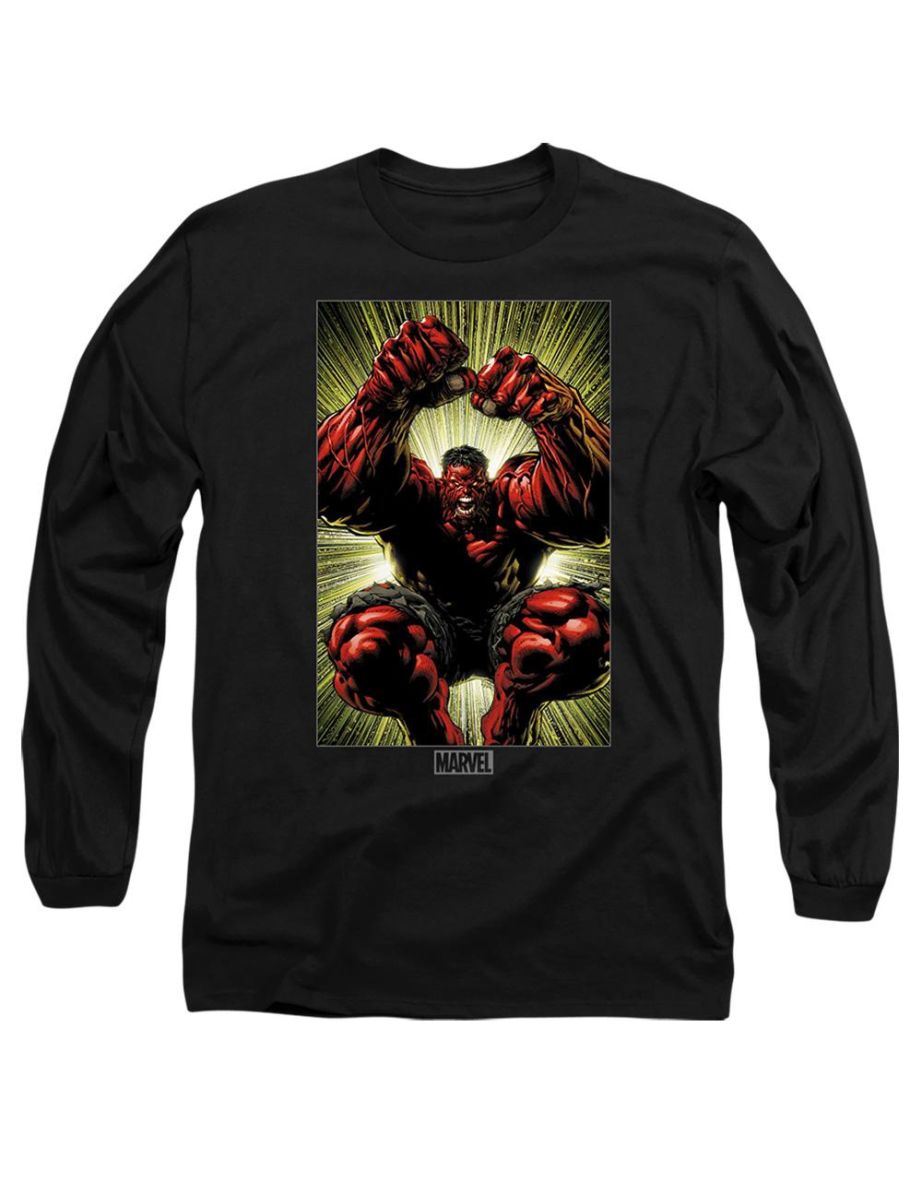 Marvel Adult Red Hulk Attack T-Shirt - Black