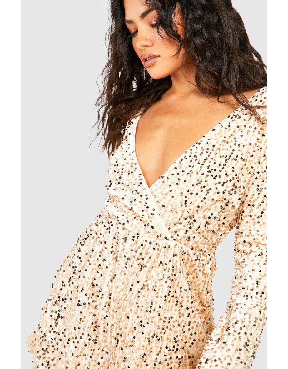 Sequin Flare Sleeve Playsuit - 3
