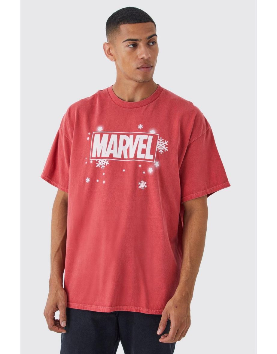 Oversized Marvel Christmas License T-shirt