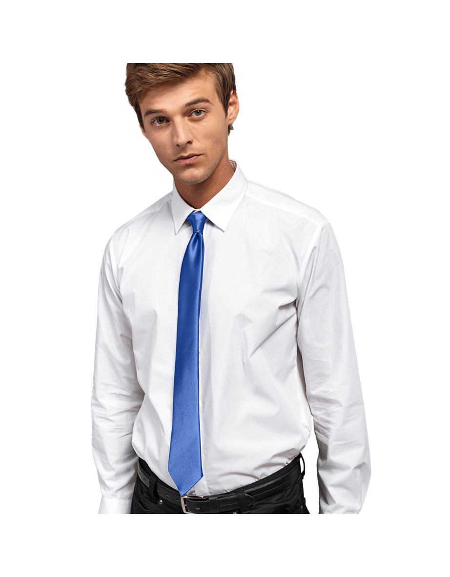 Premier Colours Mens Satin Clip Tie - Royal - 1