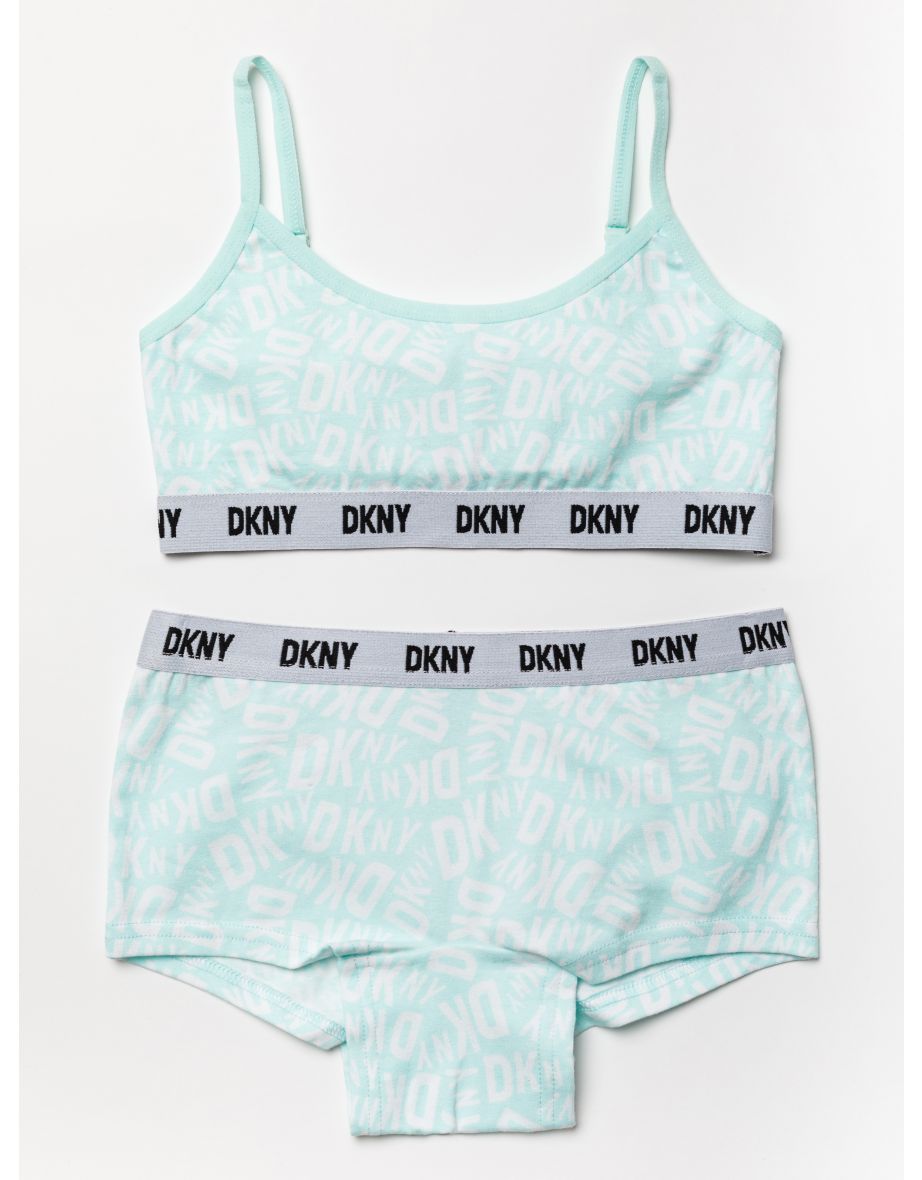 Girls Training Bra Shorts Set Sports Light Green Underwear Kids Teens - 3
