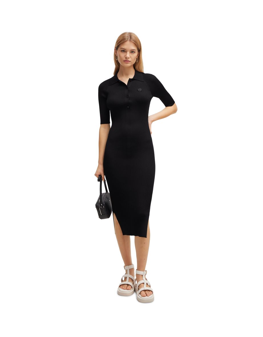 Women's Boss Formica Button-Placket Dress in Black