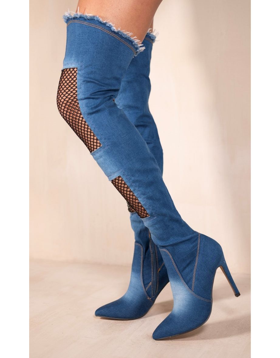 Denim heel boots online