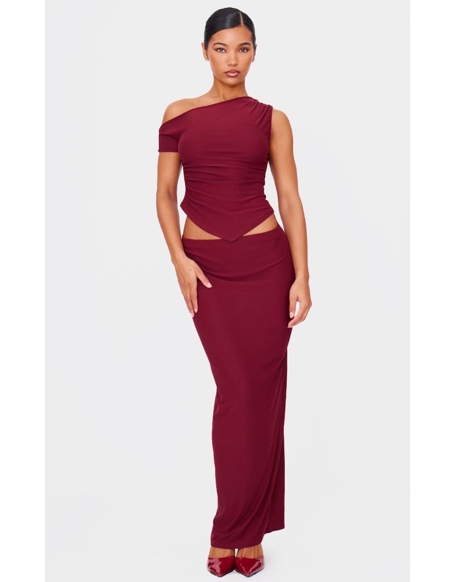 Burgundy Soft Touch Sleeveless Asymmetric Top