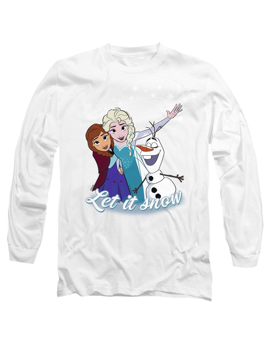 Frozen Adult Let It Snow Elsa Anna Olaf T-Shirt - White