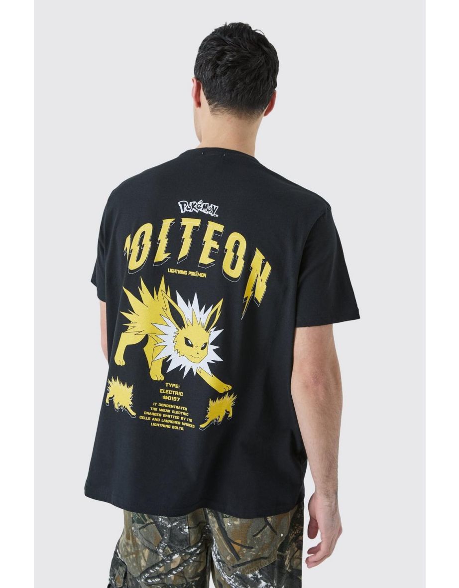 Oversized Pokemon Jolteon License T-shirt - black - 2