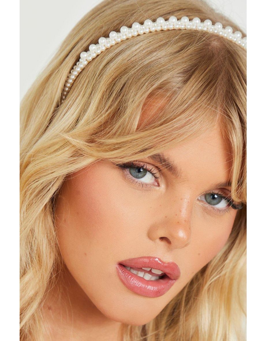 Prettylittlething Women's White Oversized Pearl Headband