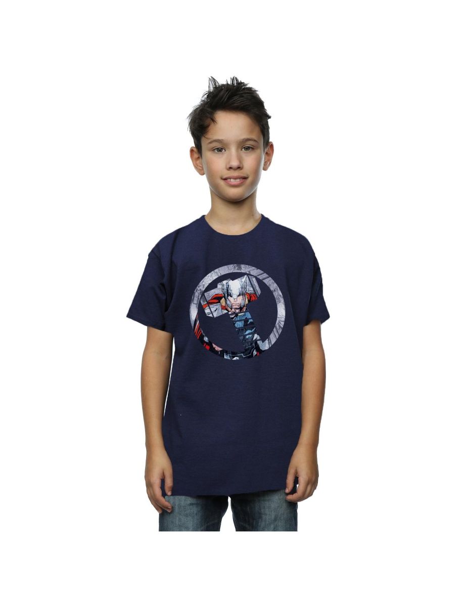 Marvel Boys Avengers Thor Montage Symbol T-Shirt - Deep Navy