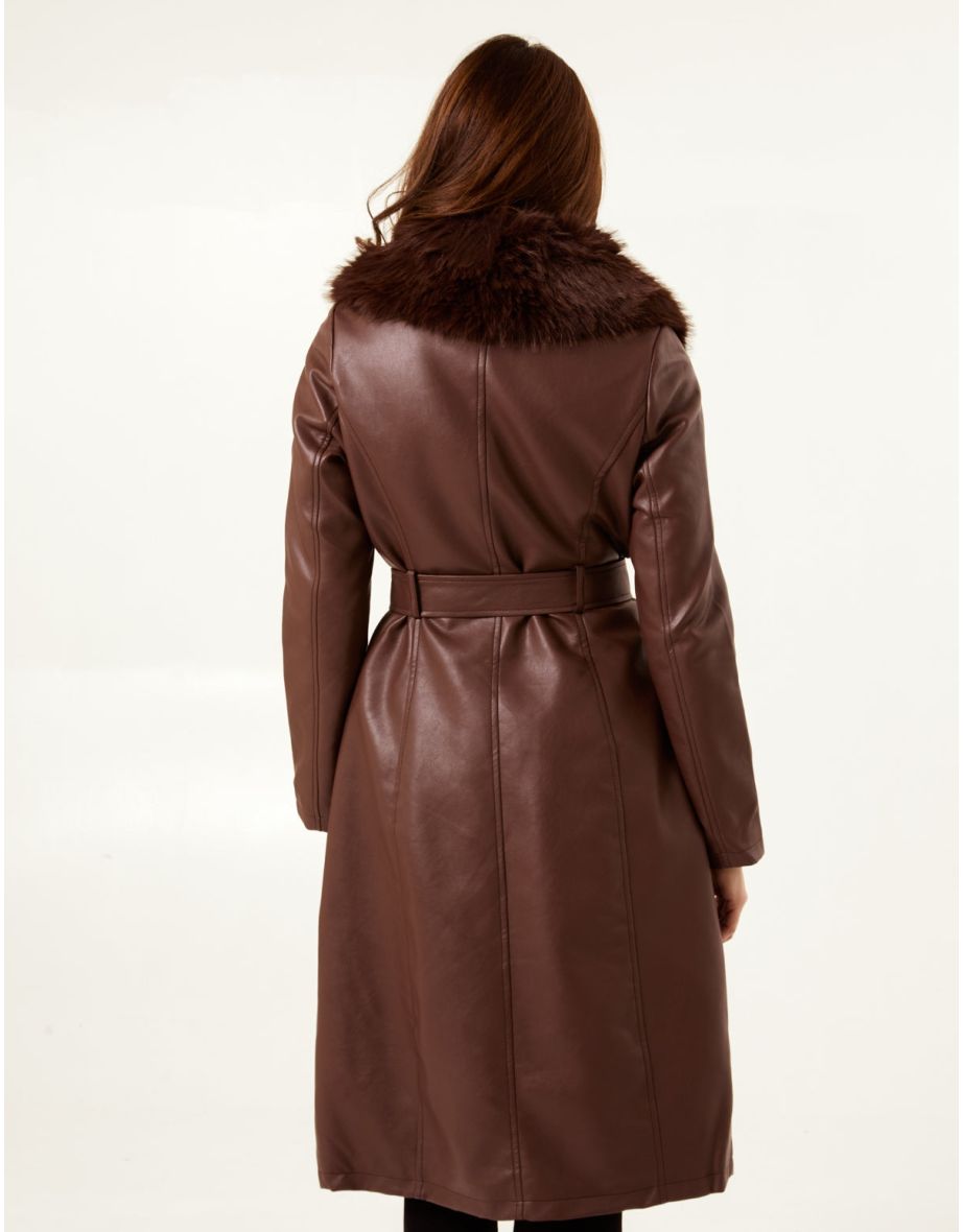 Faux Fur Longline Coat - 4