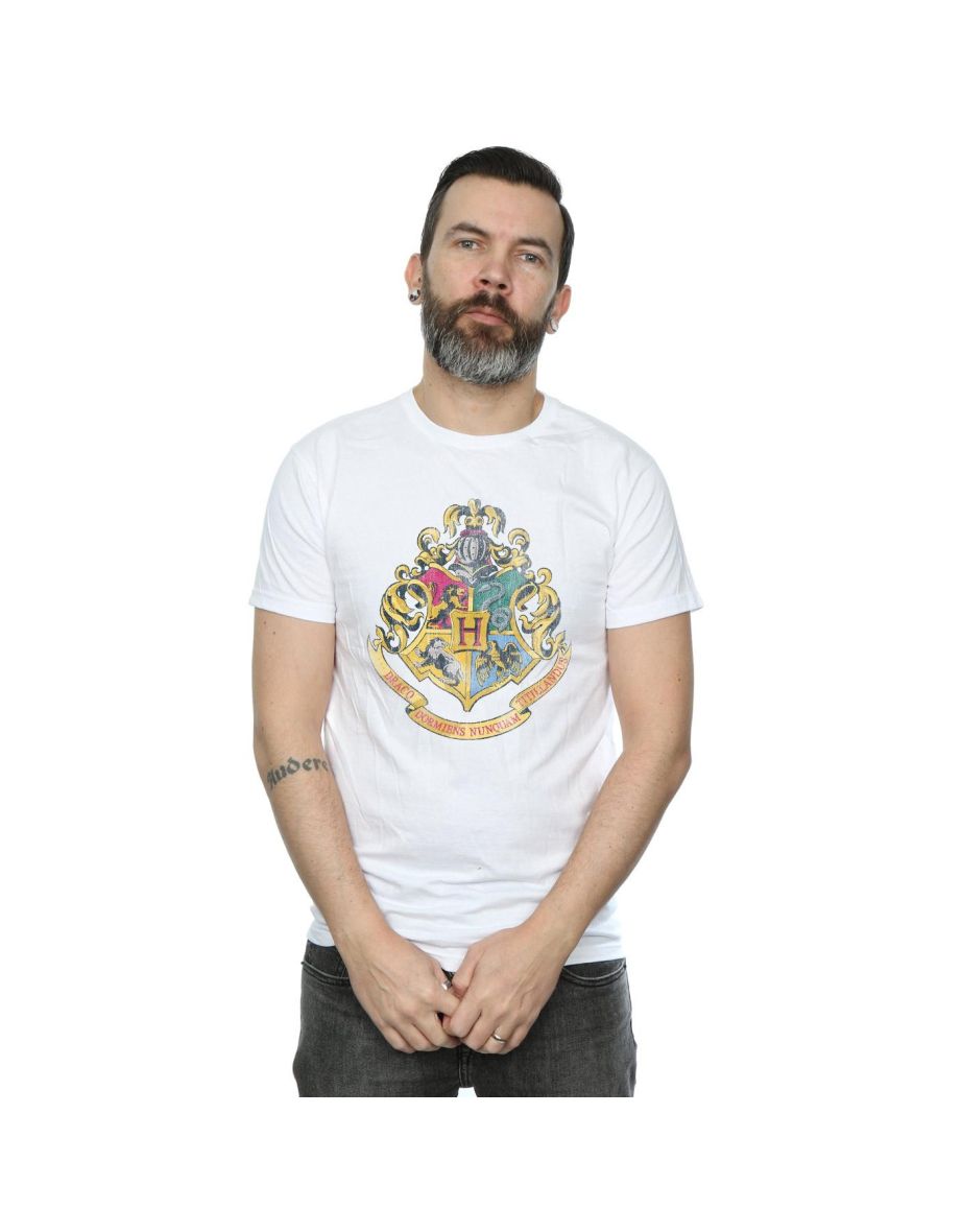 Harry Potter Mens Hogwarts Cotton T-Shirt - White