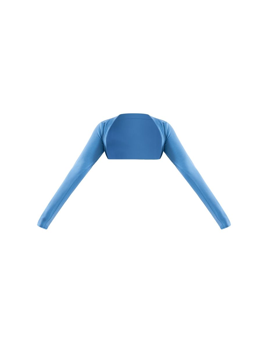 Steel Blue Jersey Long Sleeve Shrug - 4
