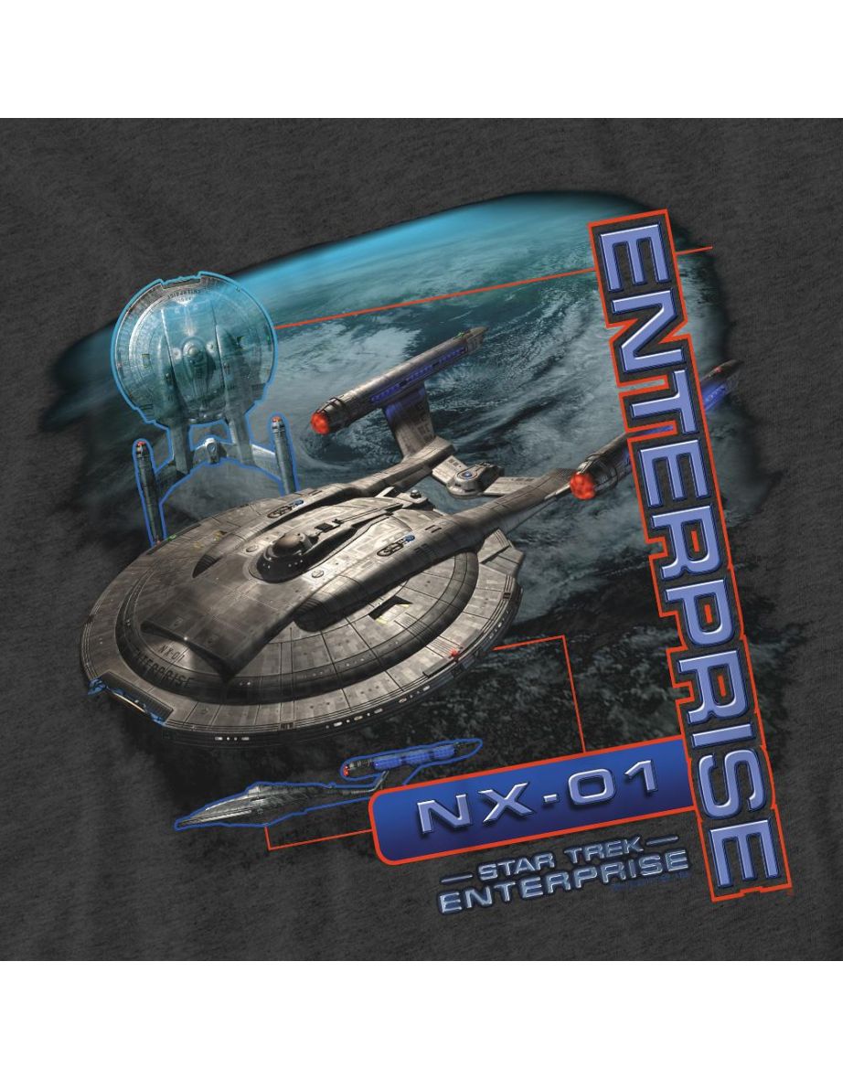 Star Trek Unisex Adult Enterprise NX 01 T-Shirt - Charcoal - 3