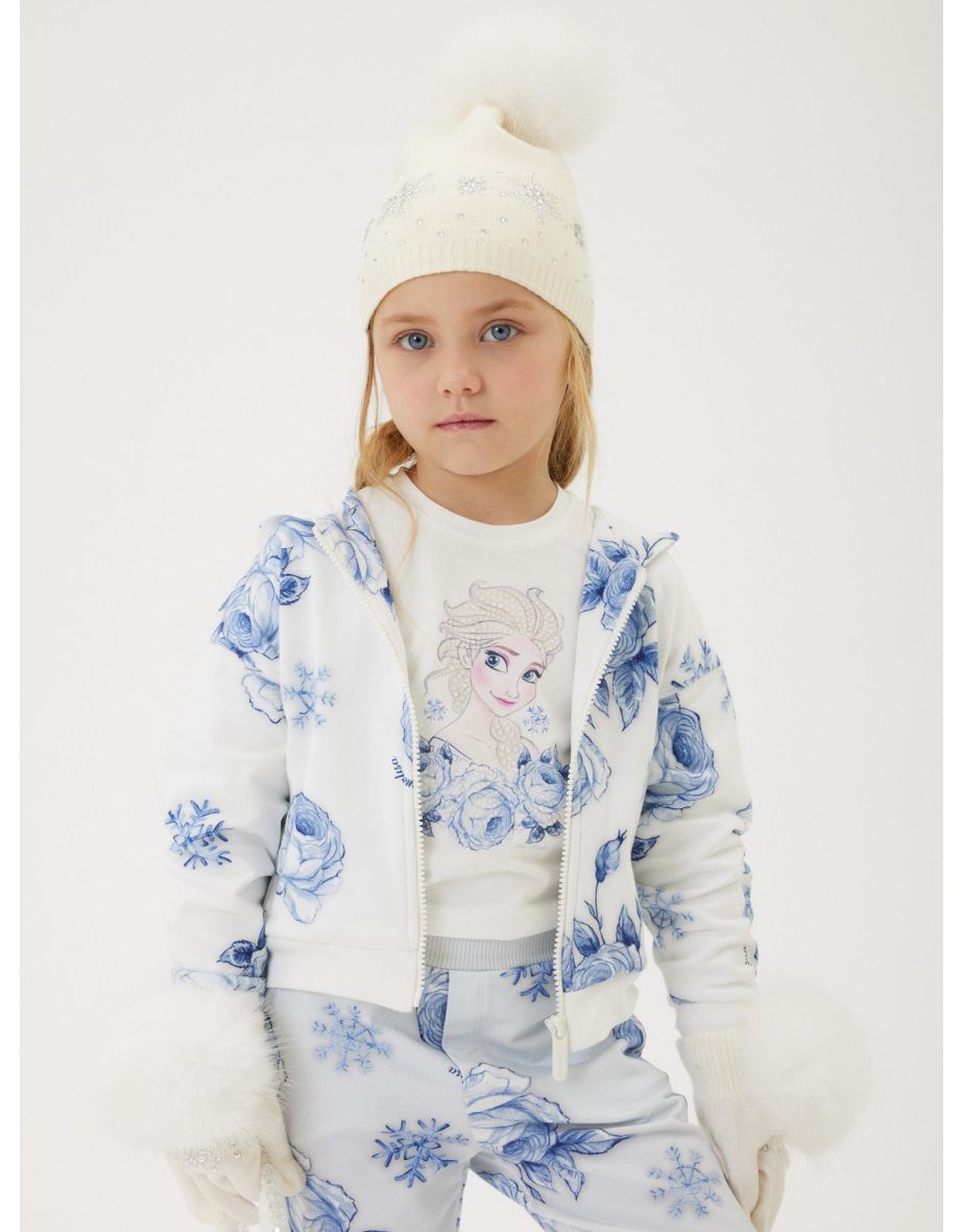 Monnalisa Girls Floral Zip Up Top in Blue