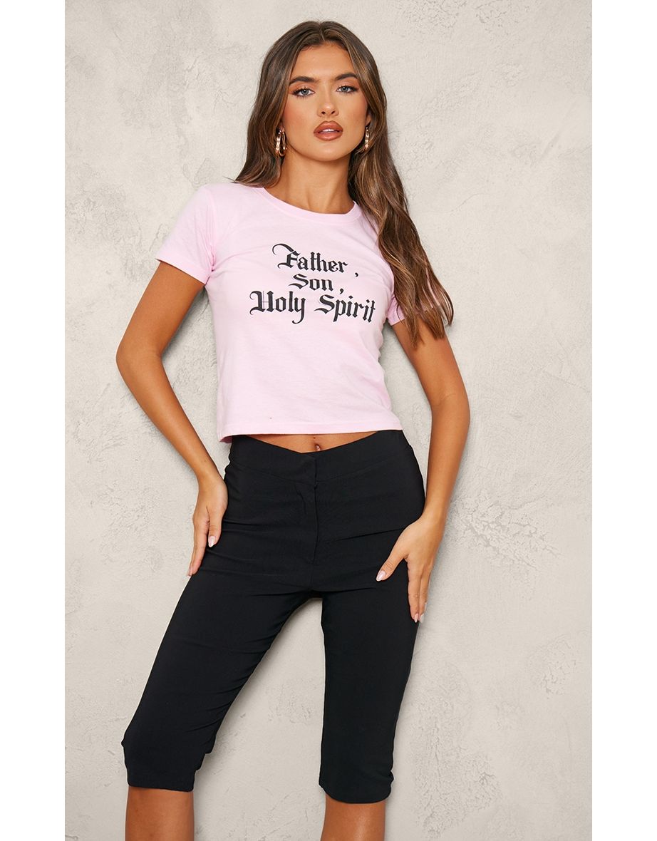 Pink Holy Spirit Printed Fitted T Shirt