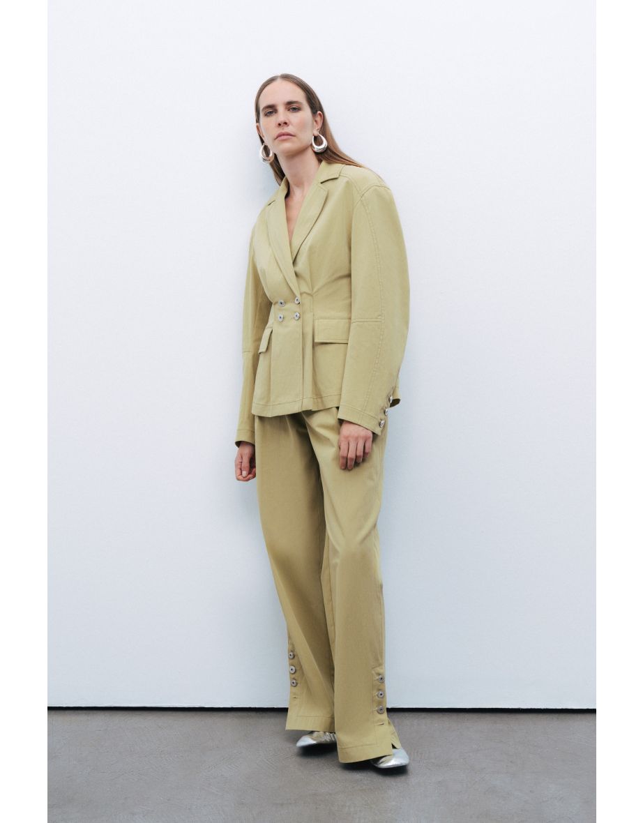 Jacket with Metal Button Accessory