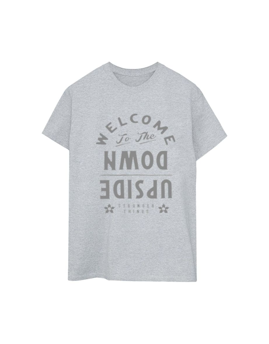 Netflix Womens/Ladies Stranger Things Welcome To Upside Down Cotton Boyfriend T-Shirt - Sports Grey - 1