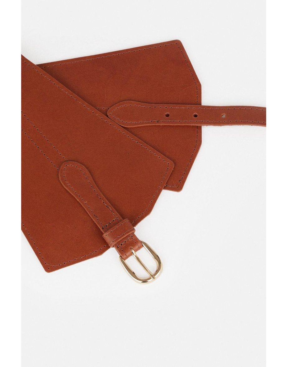 Leather Wide Waist Belt - 3