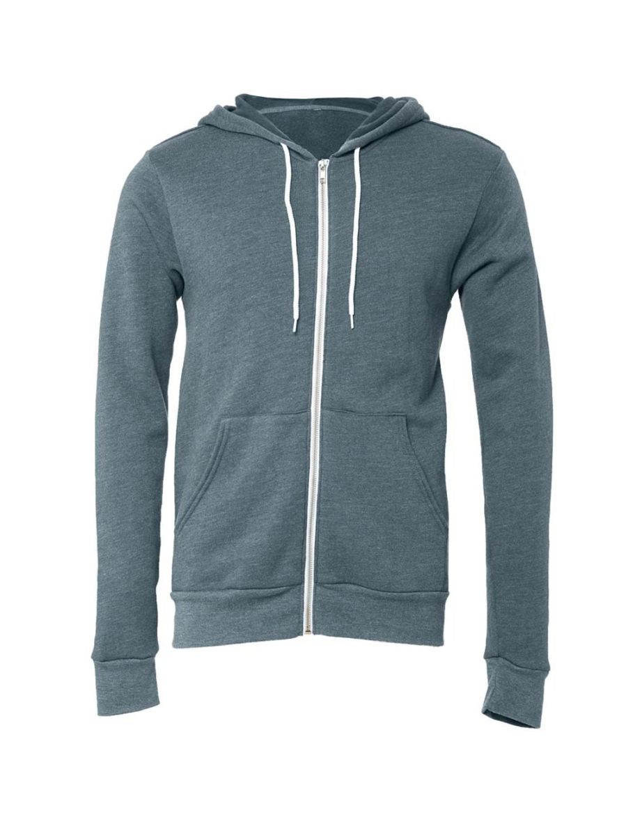 Bella + Canvas Adults Unisex Full Zip Hoodie - Slate Heather