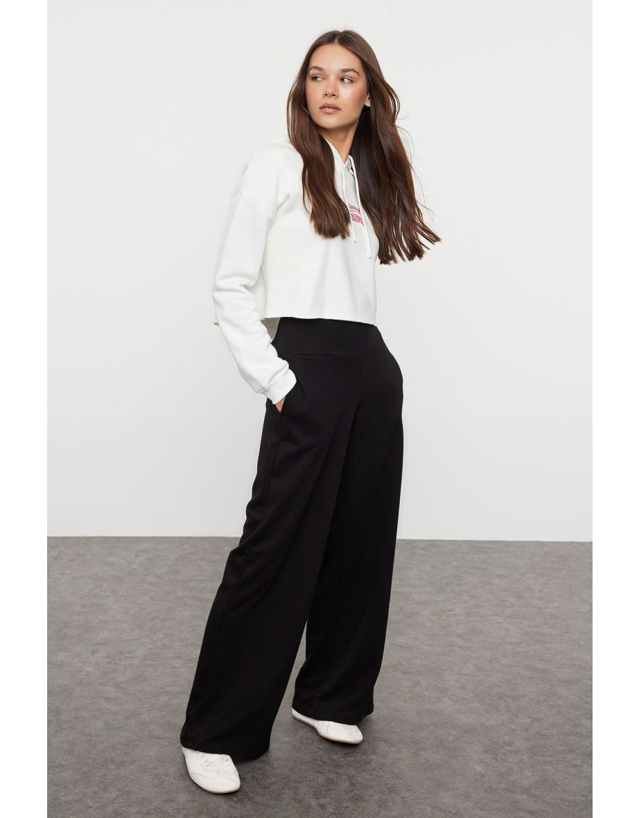 Black Slim Extra High Waist Pleated Trousers