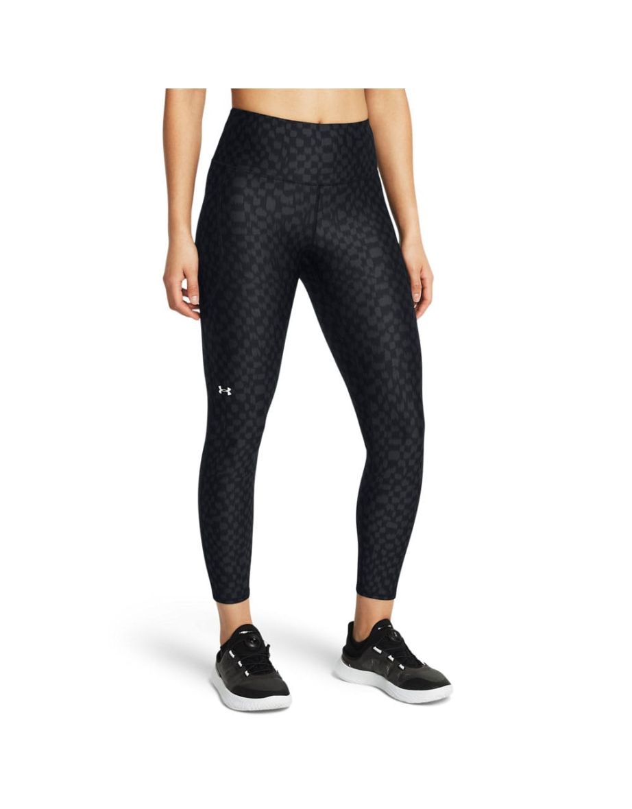Women's Under Armour HeatGear No-Slip Waistband Printed Ankle Leggings in Black