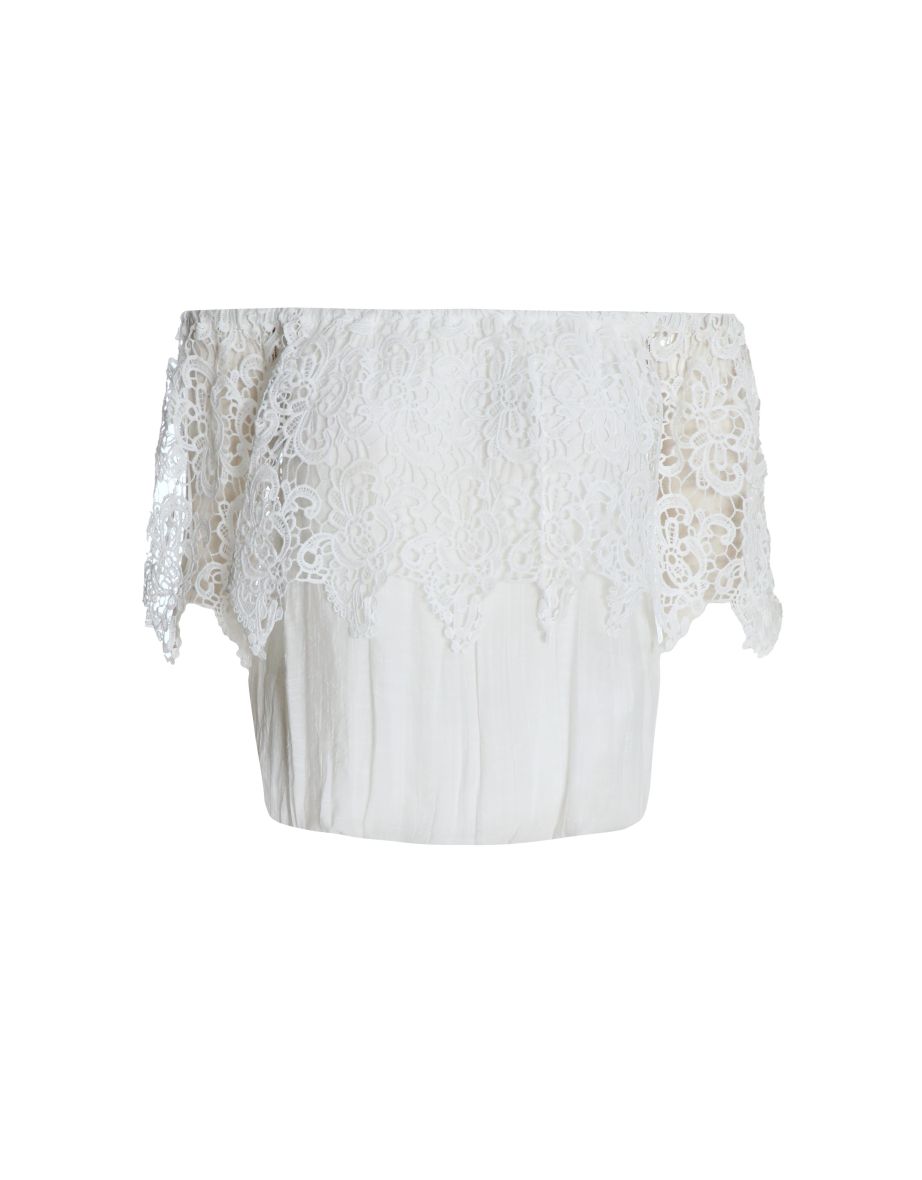 Cream Crochet Bardot Top - 5