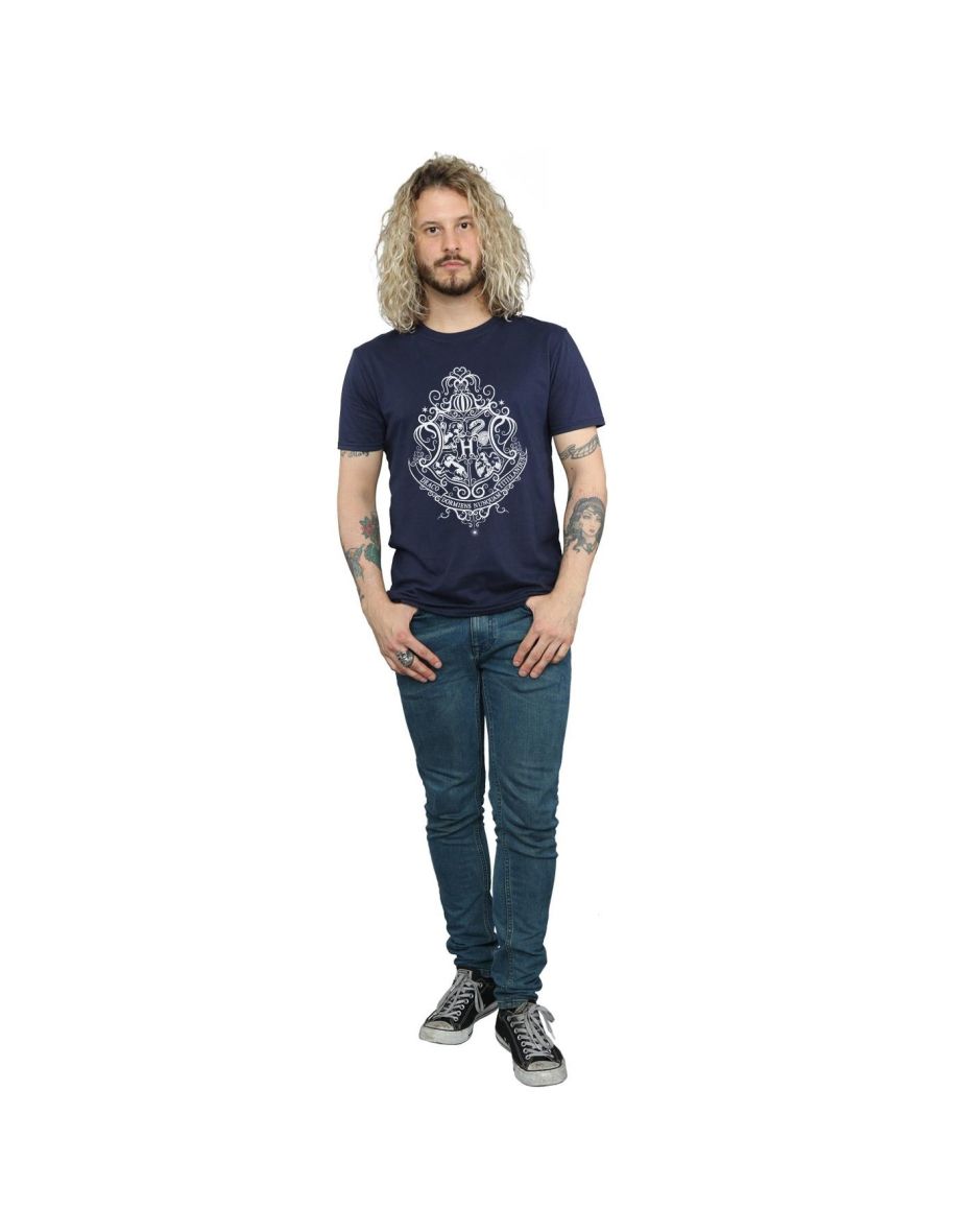 Harry Potter Mens Hogwarts Draco Dormiens Crest T-Shirt - Navy Blue - 3