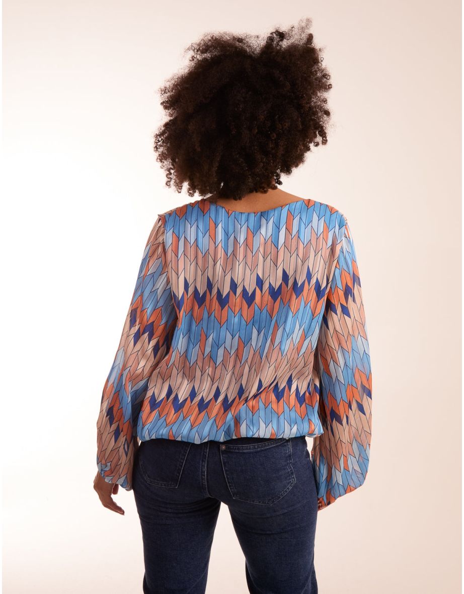 Zig Zag Print Bubble Hem Top - 3