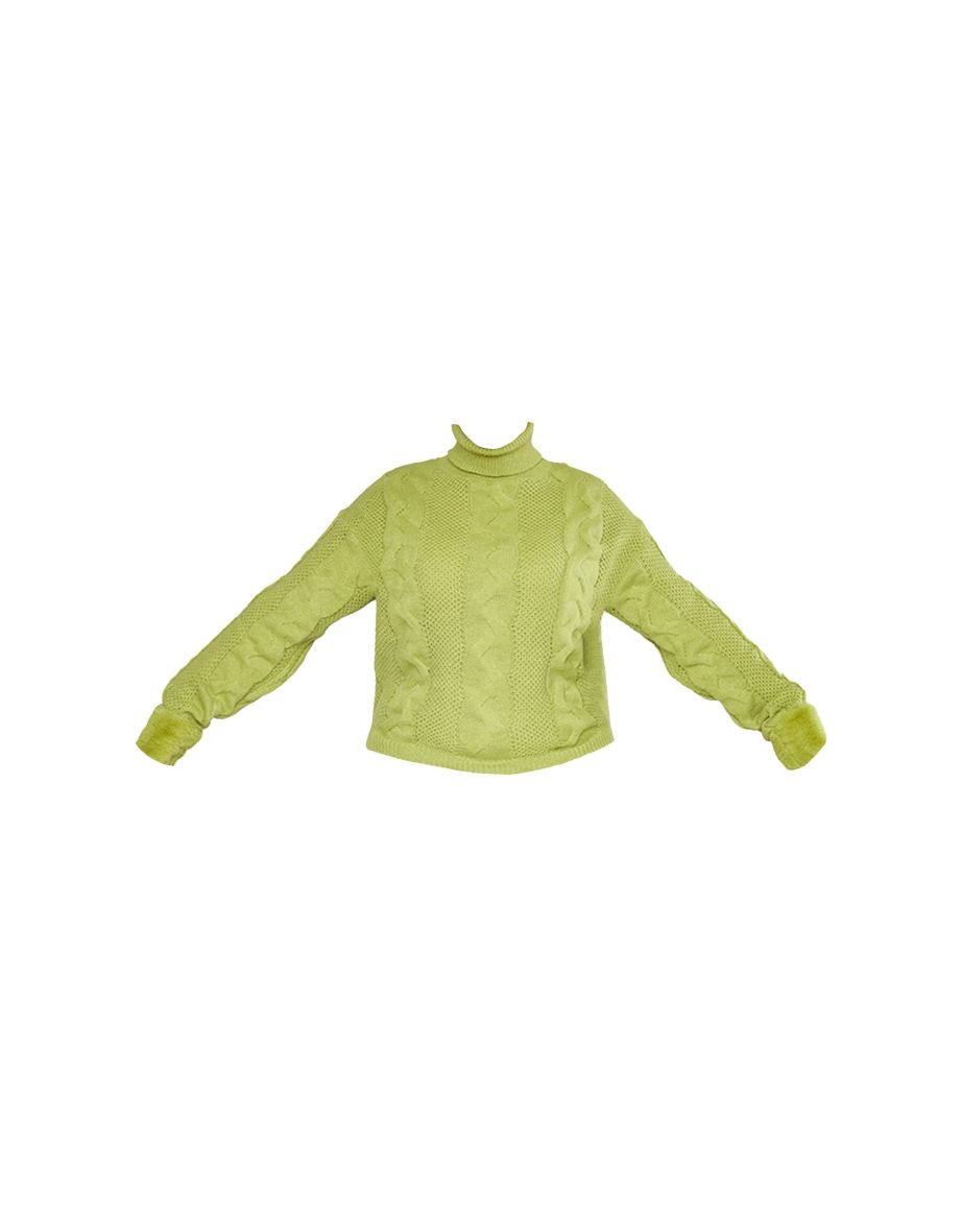 Plus Green Cable Knit High Neck Jumper - 4