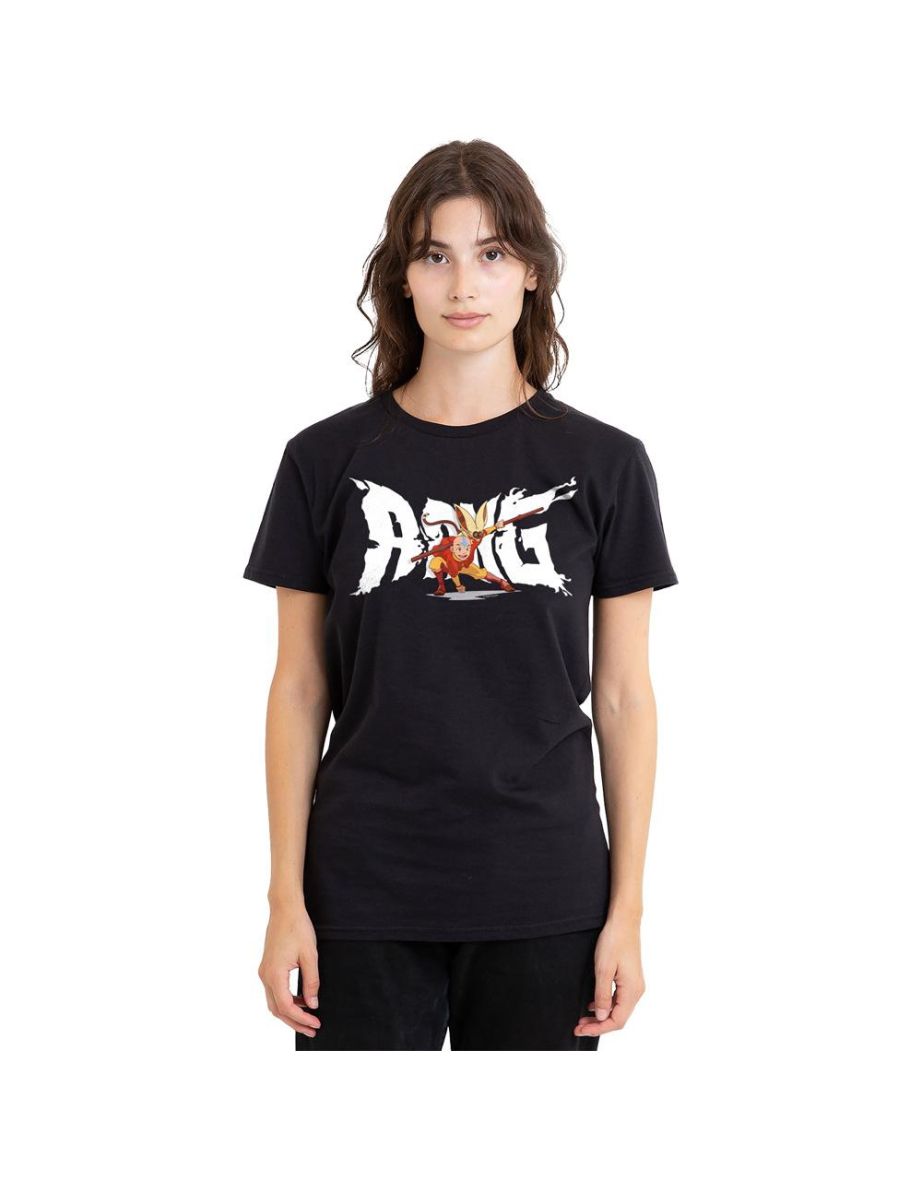 Avatar: The Last Airbender Unisex Adult Aang & Momo T-Shirt - Black