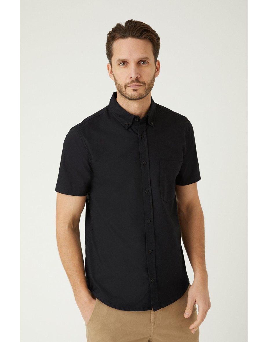Black Short Sleeve Oxford Shirt