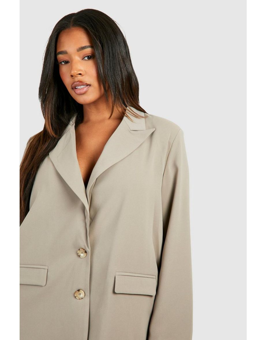 Plus Split Back Oversized Blazer - mocha - 3