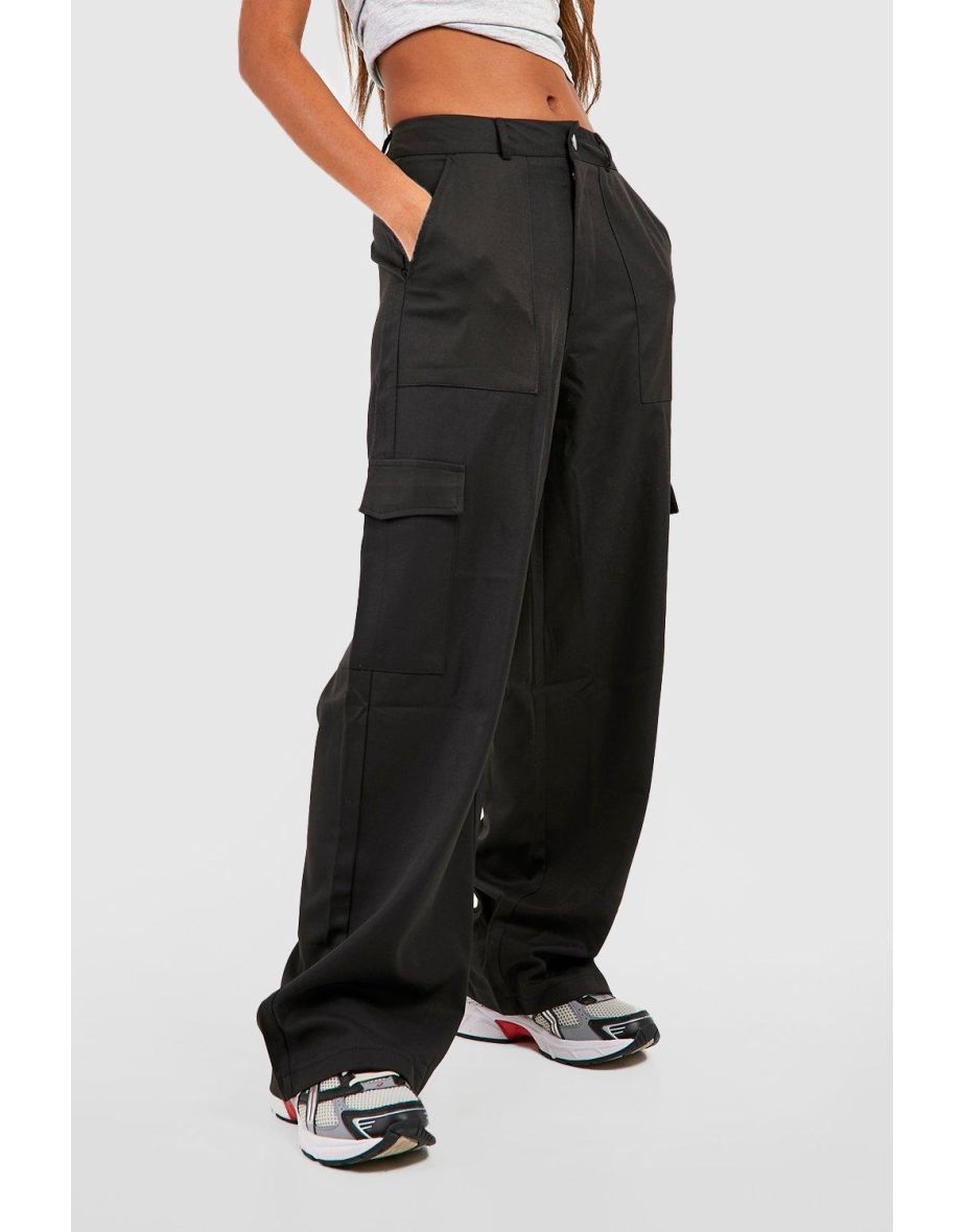 Cargo Wide Leg Trousers - black - 3