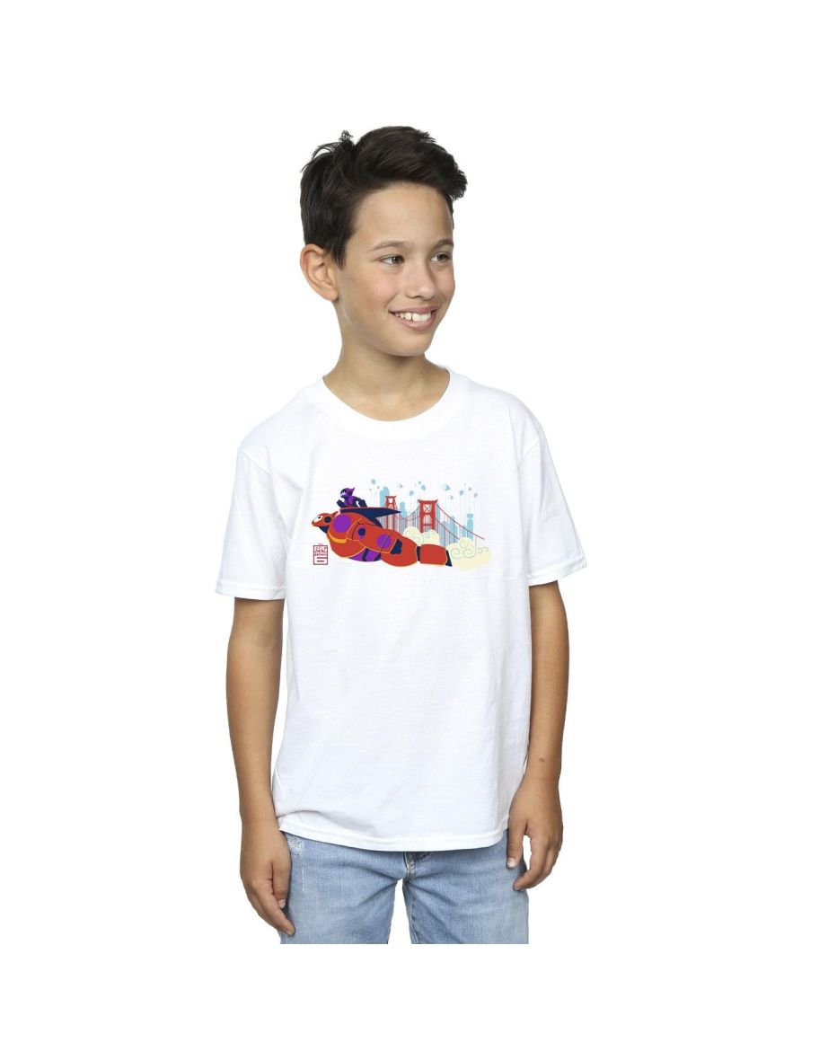 Disney Boys Big Hero 6 Baymax Hiro Bridge T-Shirt - White