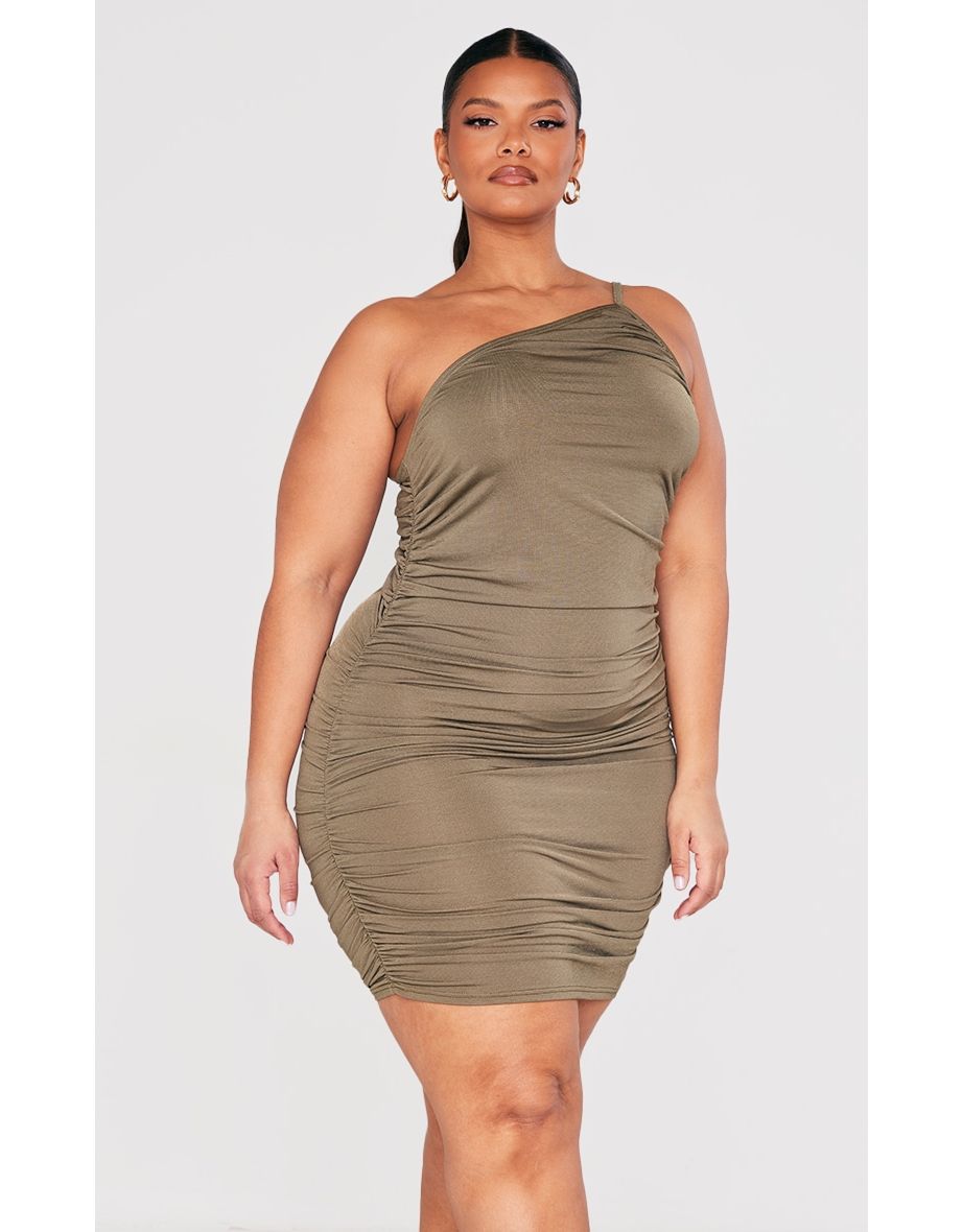 One shoulder 2024 khaki dress