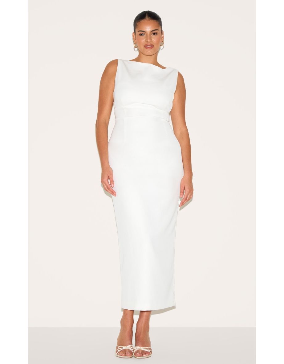 Plus Premium White Scoop Back Midaxi Dress