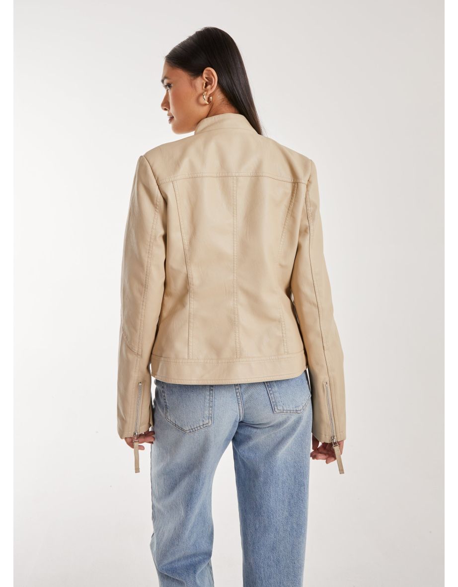 Faux PU Leather Biker Jacket - 3