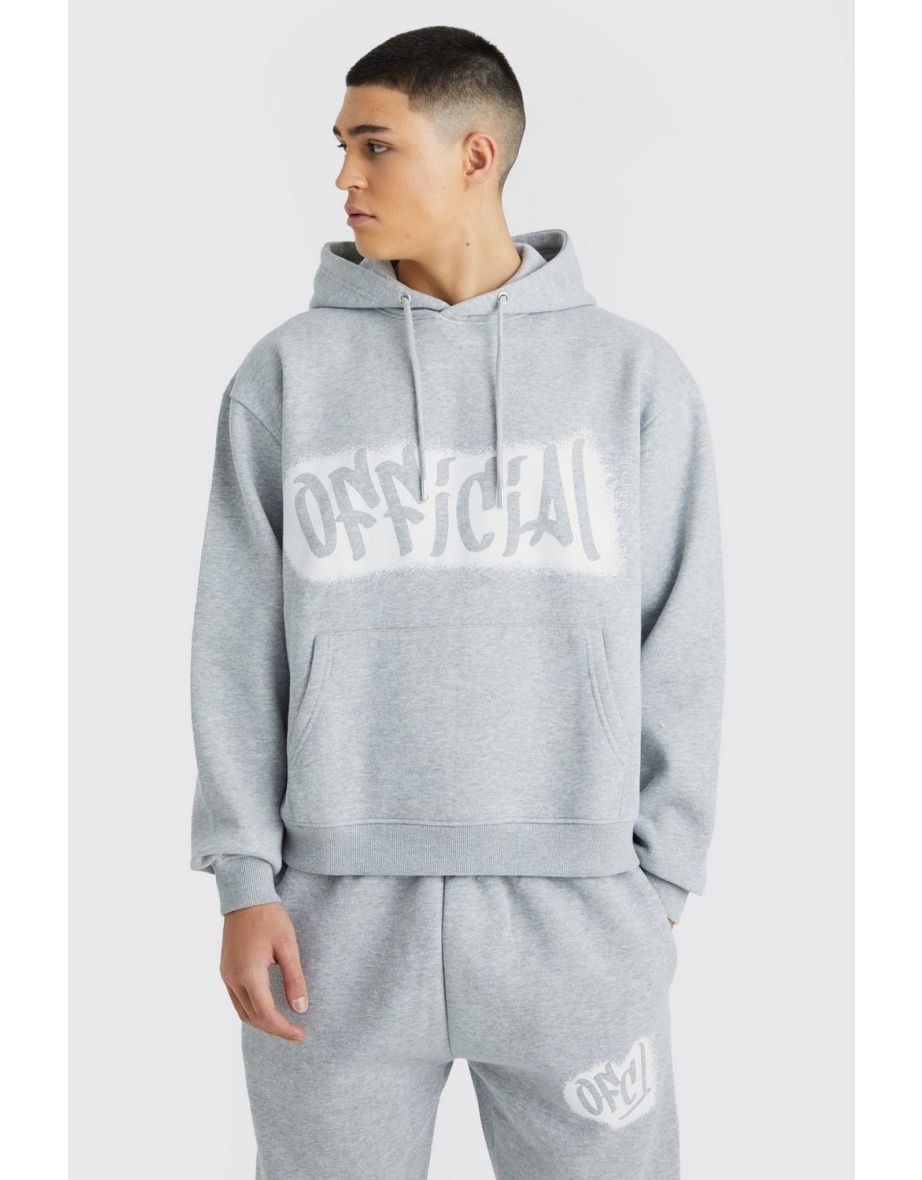 Oversized Boxy Ofcl Spray Split Hem Tracksuit - grey marl - 2
