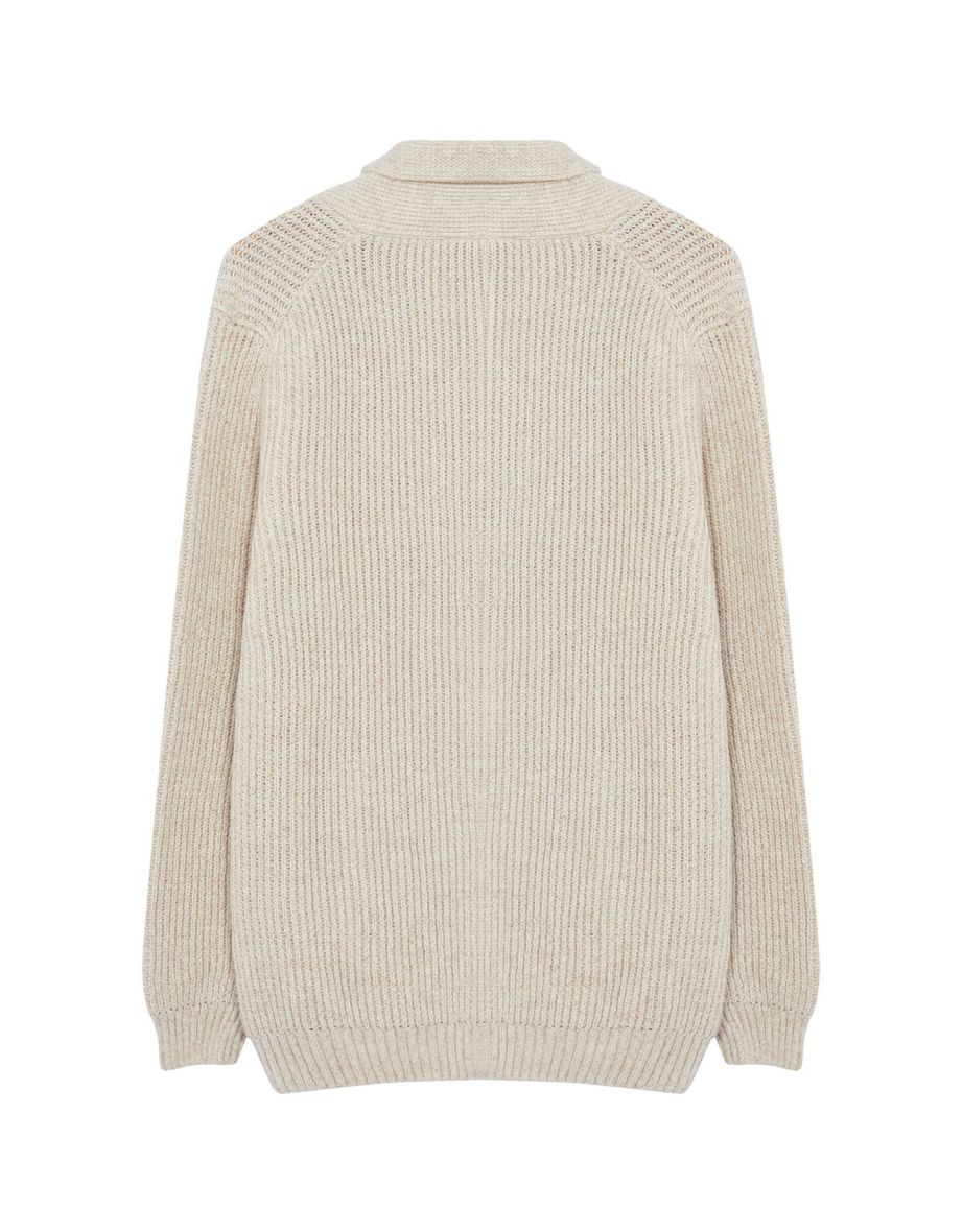 Beige Regular Fit Shawl Collar Knitwear Cardigan - 1