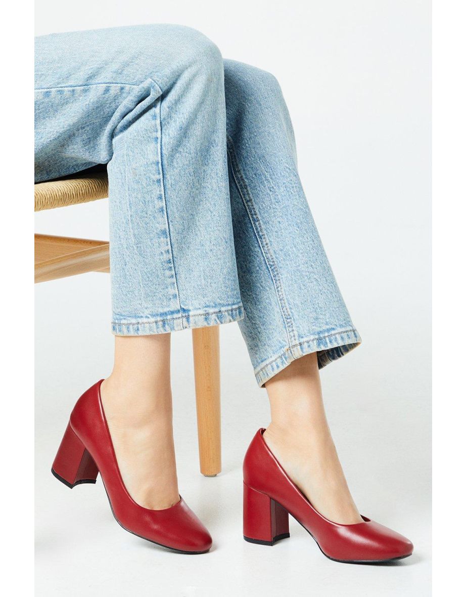 Ella Round Toe High Block Heel Court Shoes