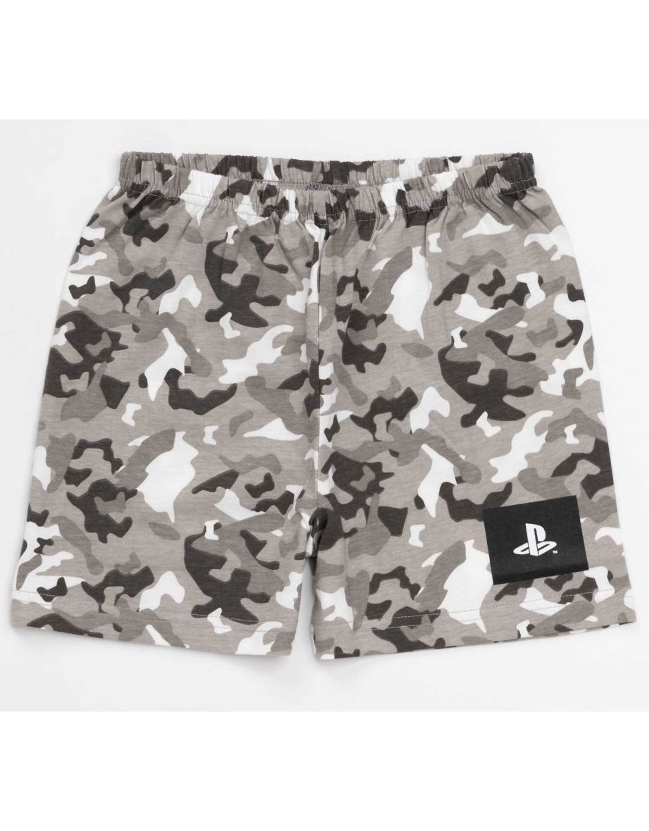 Playstation Boys Gaming Camo Short Pyjama Set - Black/Grey/White - 2