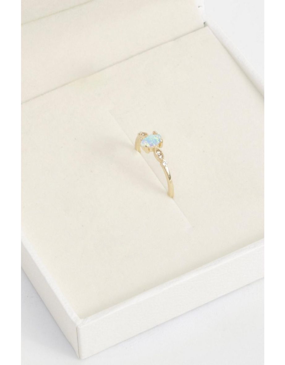 Gold Plated Opal Stone Detail Ring