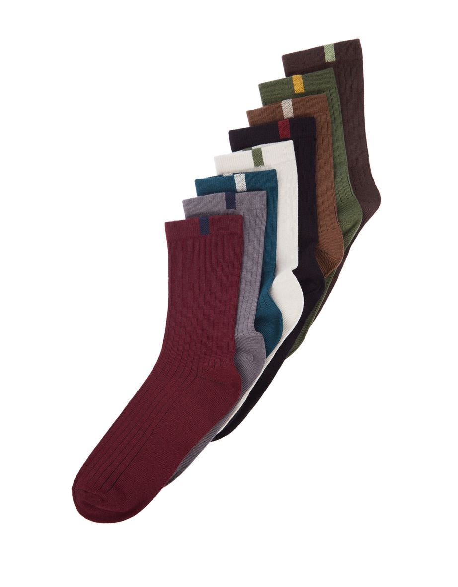 Men's Multicolored Cotton 8-Pack Textured Contrast Color Block Loafers Socks .
